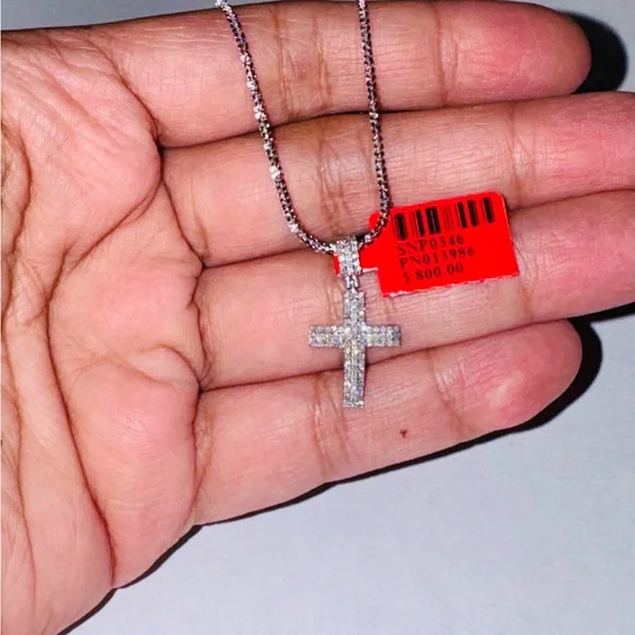 Real Diamond Cross Pendant, Faith Gift for her, Affordable Christmas present, - Picture 1 of 6